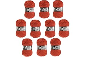 Hilo de Acrilico Ovillo de Lana para Tejer Crochet Ganchillo o Punto Torrijo SONATA 30g, Ovillo de Lana Suave Acrílica para Tejer | 10 Unidades, Color 1556-ROJO TEJA