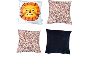 BY KROL STORE Funda Cojín Infantil con Animales Cojines Infantiles Decorativos Cama Coche Cojin 35x35 para Almohada 2pcs (Funda COJIN Marron)