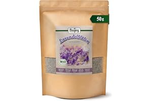 Biojoy BIO Lavendelblommor, torkade, örtte, 50 g | Lavendel, för te, doftkuddar eller dekoration, Lavandula officinalis L.