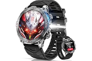 Xeletu Smartwatch Herren, Smart Watch mit LED Taschenlampe, 110+Sportmodi IP68 Wasserdicht Sportuhr, Fitnessuhr mit Schlafmonitor Schrittzähler, Uhr für Android iOS