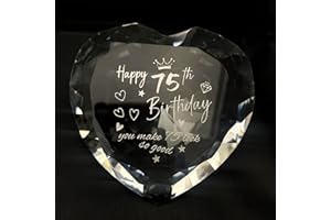 WOSHIDEFA 75th Birthday Gift for Women: Crystal Heart Keepsake Paperweight