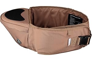Hippychick Baby Hipseat Carrier for Ages 6-36 Months with Adjustable Strap - Lightweight Back-Saving Support Waist Stool Toddler Carrier - Coffee Brown