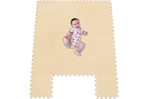 MSHEN Tappeto Puzzle con Certificato CE e Certificazione in Soffice Schiuma Eva | Tappeto da Gioco per Bambini | Tappetino Puzzle...dimensione1.62 mq,beige-10g18