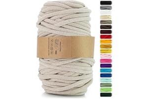 Netuno 1x corda macramè colorata beige chiaro 9 mm 50 m corda in cotone anima in poliestere filo spago per macramè uncinetto ferri da maglia decorazioni cordoncino colorato cavo macramè filato