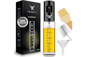VALUXE® [The Original Oil Sprayer – Extremely Precise Oil Spray Bottle Made of Stainless Steel and Glass – Multifunzionale and Professional Oil Spray – Stylish Kitchen Aid