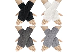 Chalier Fashion Fingerlose Handschuhe Für Damen Warme Winter-Armhandschuhe Handgelenk-Armstulpen Gestrickte Fäustlinge Halbe Fingerhandschuhe Für Damen Und Mädchen