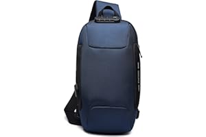 VARLIVOO Zaino Monospalla da Uomo Borse a Spalla Sling Bag Antifurto Crossbody Bag USB Porta Escursionismo Campeggio Sportivo Impermeabile Poliestere Blu Navy