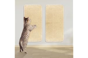 PIYMNYS 2-teilige Kratzmatte Katze, Sisalmatte Kratzbretter Katze 50 * 25cm, kratzmatte Katze Wand mit Klebeband Kratzteppich, Widerstandsfähig Sisal Teppich Katzen Katzenkratzbrett Fußmatte Möbel für Katzen