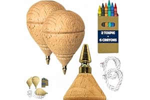 ALEJANDRO FUENTES AF® - Toupie Bois, Set toupie Enfant + cires de Couleurs pour Enfants | Personnalisez Votre toupie en Bois Traditionnelle (2 Punta Boli Minis)