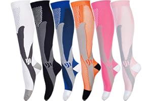 LEOSTEP 20-30mmHg Compression Stockings for Men & Women (6 Pairs) - Breathable Support Stockings for Travel, Sports, Flight, Running, Cycling, Pregnancy