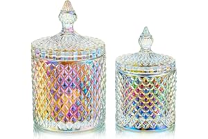 Glasseam Contenitori Di Caramelle E Biscotti, Decorativi E Festivi, Con Coperchi Di Vetro, Colorati, Per Buffet, Matrimoni, Feste, Feste Di Compleanno, 2 Pezzi, S+L