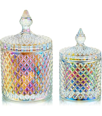 Vasi Di Vetro Per Caramelle - 2 Pezzi Con Coperchio, Decorativi, 0.5L - Foto 4