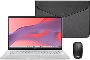 ASUS Chromebook CX1505CTA - Ordenador Portátil 15.6" Full HD (Intel N50, 4GB RAM, 128GB eMMC, ChromeOS) QWERTY Funda y ratón incluidos +3 Meses de Google AI Pro con Gemini Pro y 2TB de Almacenamiento