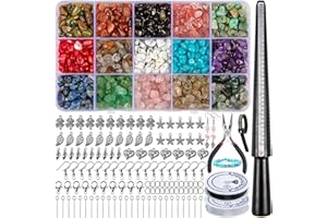 HONGTEYA 801 Pcs Crystal Jewellery Making Kit, Crystals for Jewellery Making with Crystal Gemstone Beads 5-7mm Stone Bead Drilled Beads for Jewelry Making