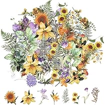 120 Stuks Bloemen Scrapbook Stickers, Vintage Transparant Planten Stickerset voor Fotoalbum Scrapbooking Notitieboekje Dagboek Laptops Doe-Het-Zelf Decoratie