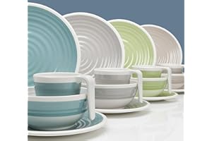 Moritz Harmonie Design naczynia stołowe z melaminy, 16-częściowy zestaw naczyń dla 4 osób, naczynia piknikowe (dla 4 osób, bez szklanek)