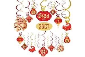 ESJAY 2024 Chinese New Year Decorations-Hanging Swirls Decorations for Year of The Dragon and Lunar New Year(30 Pack)