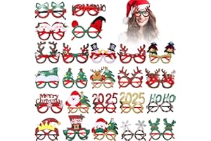 ITOYX 24 Stück Weihnachtsbrille Lustige Brille Glitzernde Party Gläser Rahmen Weihnachten Foto Requisiten Kreative Weihnachtsgläser Nette Partybrille für Weihnachtenskostüm deko Partydekoration Erwachse