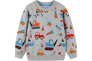 Koonde Boys Dinosaur Jumper Cotton Top Truck Sweatshirt Long Sleeve Tee for Kids Toddler Clothes 1.5-7 years
