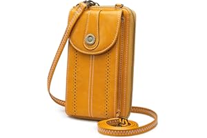 S-ZONE Mujer Bolso de Hombro para 6,5" Teléfono Celular PU Cuero Bloqueo RFID Estuche Celular Vintage con Monedero Cruzado con Ranuras para Tarjetas Correa de Hombro Ajustable Desmontable