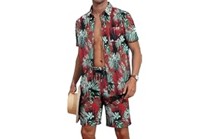 AIYINO Mens Hawaiian Shirt and Shorts Set Shiteshirts for Summer Holiday Mens Funky Beach Suits