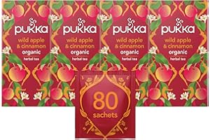 Pukka Herbs | Wild Apple and Cinnamon Organic Herbal Tea Box | Infusion With Ginger, Orange and Cardamom | Perfect For Bright Energy | Caffeine Free | 4 Packs | 80 Plant Based Biodegradable Tea Bags