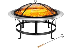 GARDEBRUK Deuba Brasero de Jardin Rond 75c m Acier Inoxydable avec Couvercle Barbecue Brasier extérieur Jardin cheminée avec Grille Contre Projections d'étincelles