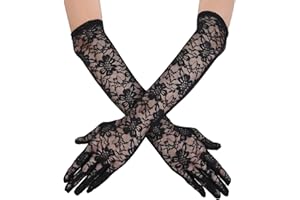 YOLEV Women's Long Lace Gloves Floral Lace Gloves Bridal Wedding Gloves Prom Opera Mittens for Women Tea Party Halloween Costumes Prom Masquerade