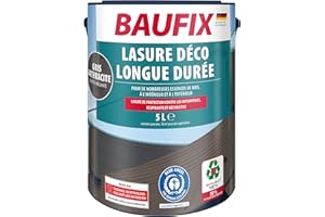 BAUFIX Dekor - Lasure longue durée gris anthracite satiné - 5 l - Lasure de protection du bois pour l'extérieur et l'intérieur - Pour de nombreux bois résineux et durs