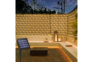 CCILAND 3m x 2m Solar Net Lights Outdoor, 200 LED Solar Powered Net Lights Green Wire Auto On/Off Waterproof Mesh Light String for Garden Patio Fence Party Wedding Decor - Warm White