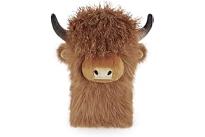 MYTAG Curly-haired Highland Cow Driver Headcover Funny, Soft Cozy Plush Animal Golf Driver Head Cover Brown