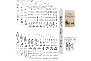 Ellxen 8 Stück Kerzen Sticker Weihnachten, Tattoofolie Sprüche, Kerzentattoos für Tasse DIY Geschenk, Dekorieren, Kerzensprüche (20 * 15 cm)