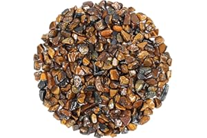 Orientrea Chips de Cristal de Ojo de Tigre Piedra triturada Natural de 500g, Cristales curativos a Granel, Piedras Preciosas de Cristal triturado para Manualidades, Hermoso Paquete para Regalo