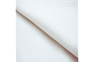 Aida-stoff Virginia Tex - Tela de punto de cruz para bordado COUNT 11, tela Aida de 200 cm x 150 cm, color blanco, 100% algodón, tejido de alta calidad para bordado y manualidades creativas (blanco,