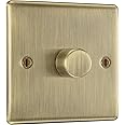 BG Electrical Intelligent Single Wall Dimmer Switch, 2 Way, Raised Profile, Round Edges, Nexus Metal, Antique Brass, 200W, NAB81
