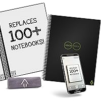 Rocketbook Reusable Digital Notebook - Smart Notepad A4 Black, Wirebound Note Book To Do List Pad, Dotted Paper with Frixion 