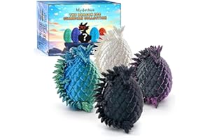 Mydethun 3D Printed Dragon, Sensory Toy Set - Dragon Toy, Autism Fidget Toys, Stress Relief Gifts, Dinosaur Toys for Kids 5-7, Collectible Mystery Eggs - 4pcs