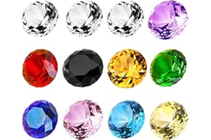 HIZIWIMI 12 Stück kristall Diamant Briefbeschwerer mit Kristalldiamanten, 30 mm, für Hochzeiten, Weihnachten, Heimdekoration, für Kinder, Mehrfarbig, Geschenkverpackung