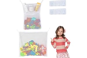 Baby Toy Organiser for Bath, LauCentral 2 Set Quick Dry Storage Net for Mesh Bath Toys, Care Shower Organiser Bag for Toddlers Kids Bath Games Learning with 4 Adhesive Hooks and 4 Suction Cups