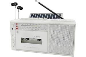 CTDZLED Cassette Tape Player Boombox, Record to Cassettes, AM FM Radio Recorder, Solar/Rechargeable Battery, Tape Player with Bluetooth, Flashlight, Headphone Jack, Support 32GB SD Card/USB Cassette Player