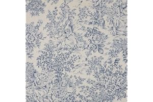 Kt KILOtela - Tela Loneta Estampada, Decoración, Tapizar, Cojines, Manteles, Bolsos, Manualidades, 100 cm Largo x 280 cm Ancho, Romántico, Paisaje, Toile de Jouy, Azul, Crudo ─ 1 Metro