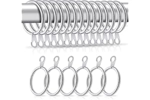 Hommakr Curtain Rings 20 Pcs – Bigger Curtain Rings Metal with 32mm Inner Diameter & Eyelets for Window Rods, Shower Curtains, Decorative Drapery – Durable & Rustproof Curtain Pole Rings - Silver