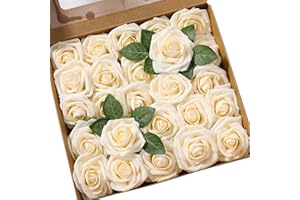 Ksnnrsng Flores Rosas Artificiales Espuma Rosa Falsa para Manualidades, Ramos de Novia, centros de Mesa, Despedidas de Soltera y Decoración del Hogar (25 Piezas, champán)