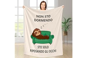 Merclix Regalo Uomo Natale 130 x 150cm Flanella Coperta Bradipo Termica Idee Divertenti Per Compleanno Papà Nonno Lui Fidanzato