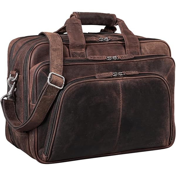 Spikes & Sparrow Leather Laptop Bag - Utah - Dark Brown