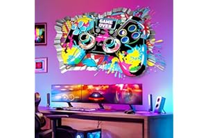 decalmile Pegatinas de Pared Juegos 3D Gamer Vinilos Decorativos Gaming Videojuegos de Color Adhesivos Pared Cuarto de Jugar Niños Habitación Dormitorio Guardería