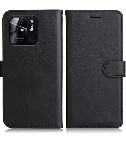 SONWO Cover per Xiaomi Redmi 10C Custodia, Flip Caso in PU Pelle Case Cover Premium Portafoglio Custodia per Xiaomi Redmi 10C, Supporto Stand, Slot per Schede, Nero