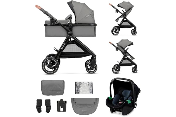 Kinderkraft ESME barnvagn 3 i 1 set, med Mink PRO I-Size, resesystem, barnvagn, vagn, hopfällbar, för nyfödda upp till 4 år