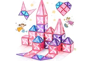 Ikaliwei Magnetische Bausteine Kinder Spielzeug für 3 4 5 6 7 Jahre Mädchen Jungen 20Stück Magnetische Fliesen Kleinkind Spielzeug Alter 3-5 Bausteine Rosa Set 3-4 4-6 Weihnachten Geburtstag Geschenke
