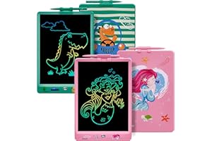 DYNASONIC (Confezione 2 tavole) Tavoletta di scrittura LCD a colori da 10 pollici per bambini. Lavagna magnetica per disegnare. Giocattolo educativo. Regalo per bambini